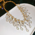 Gold Pearl Crystal Tassel Necklace And Drop Earrings view 6