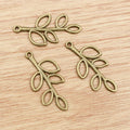 Open Branch and Leaf Charms in Two Antique Metal Finishes view 6