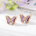 Rose Gold Butterfly Crystal Stud Earrings Five Color Styles view 5