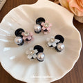 Mini Black Claw Clips Acrylic Flower Pearl Rhinestone White Pink view 2