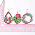 Silver Tone Tropical Flower and Flamingo Acrylic Hook Earrings view 5
