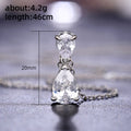 Silver Tone Double Teardrop Clear Stone Pendant Necklace view 5