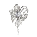 Flower Crystal Pearl Look Two Designs Metal Brooch Pin 6 x 4 cm view 1