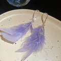 Crystal Leaf and Feather Drop Earrings in Three Colors view 7