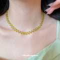 Translucent Green Crystal Bead Necklace with Gold Tone Clasp view 1