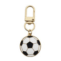 Enamel Soccer Ball Keychain Gold Metal Clip Black White view 5