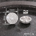 White Gold Tone Multi Row Round Pave Crystal Disc Stud Earrings view 4