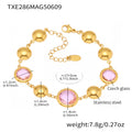 Gold Bead Czech Glass Station Bracelet Round Links view 10