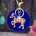 Crystal Horse Keychains with Faux Fur Pompoms in Twenty Two Options view 8