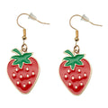Glossy Red Strawberry Metal Hook Dangle Earring Pair view 5