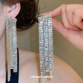 Asymmetric Crystal Fringe Earrings in Gold and Silver Tones view 3