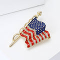 American Flag Enamel Brooch Rhinestone Stripes Gold Silver view 3