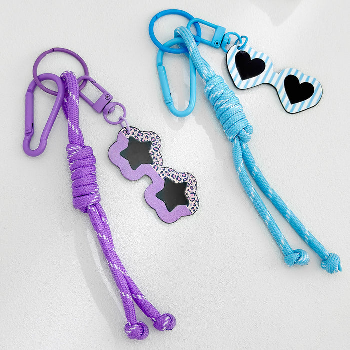 Heart Sunglasses Charm Keychain with Tassel and Metal Clip