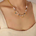 Pearl and Gemstone Charm Necklace in Three Pendant Designs view 3