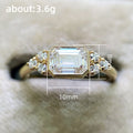 Gold Emerald Cut Clear Stone Bezel Ring Side Accents view 5