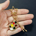 Gold Palette Paintbrush Keychains Star Heart Clasp Styles view 3