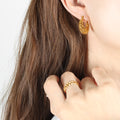 Hollow Lattice Geometric Hoop Earrings Gold Or Silver Tone view 1