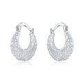 Silver Tone Filigree Lace Openwork Hoop Earrings Pair view 1