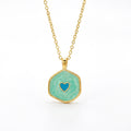 Heart Pendant Necklaces In Dark Red Aqua And Light Blue view 7