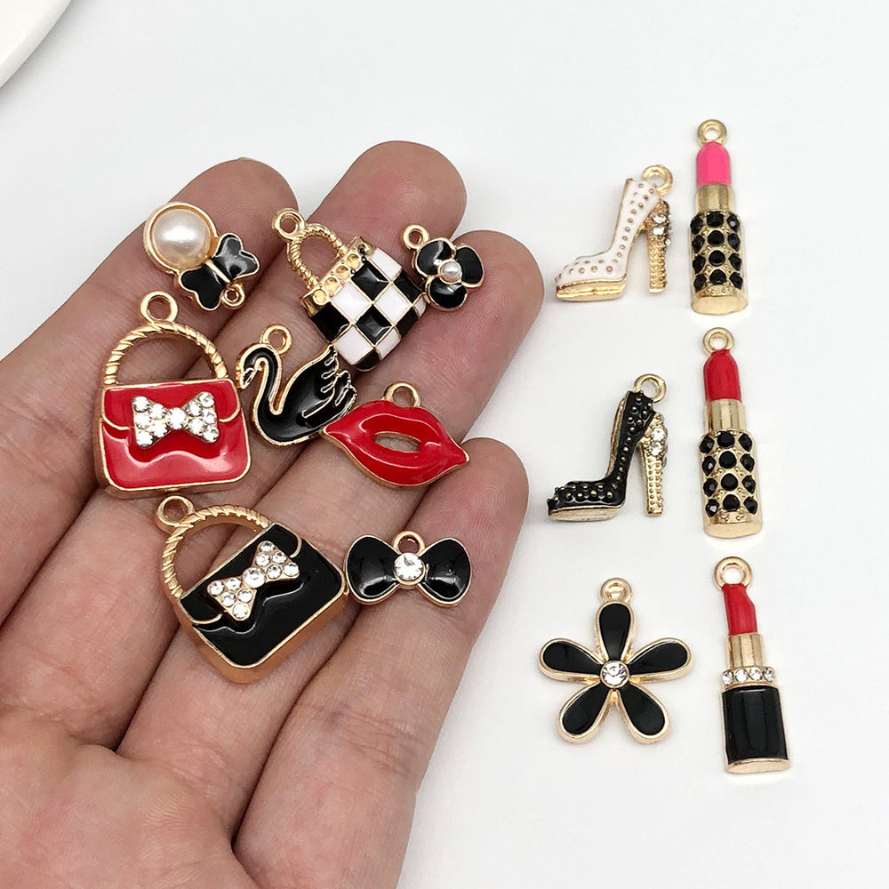 Enamel Zinc Alloy Lipstick Fashion Theme Charm Pendants for DIY Bracelet Earrings Keychain