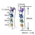 Silver Tone Cascading Enamel Flower Ear Climber Earrings view 4