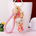 Jeweled Skirt Rabbit Keychains in Four Colors with Braided Loops view 2