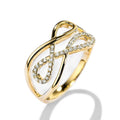 Gold Tone Infinity Cross Finger Ring Clear Pave Openwork Band view 2