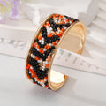 Gold Tone Crushed Stone and Beaded Wide Open Cuff Bracelets view 8