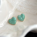 Mint Green Enamel Flower Starfish Heart Stud Earrings view 7