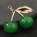 Glitter Resin Cherry Charm Pendant Gold-Tone Leaf Two Colors view 4
