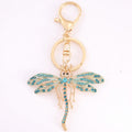 Teal Rhinestone Dragonfly Keychain Gold Lobster Clasp view 5