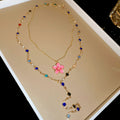 Colorful Bead and Enamel Flower Layered Necklaces Fashion Jewelry view 7