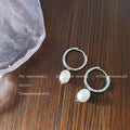 Silver Huggie Hoop Freshwater Pearl Drop Earrings Pair view 6
