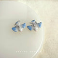 Blue White Porcelain Ceramic Drop Hoop Earrings Set view 7