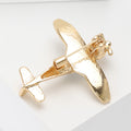 Crystal Airplane Brooch Black Enamel Cabin Gold Silver view 3