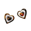 Tortoiseshell Heart and Oval Crystal Halo Stud Earrings view 5
