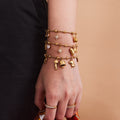 Gold Stainless Steel Bead Charm Bracelets Heart Star Bell Drop view 4