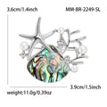 Silver Tone Abalone Shell Starfish Coral Pearl Brooch Pin view 5