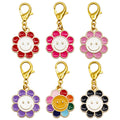 Enamel Smiley Face Flower Charm Gold Lobster Clasp Six Colors view 5