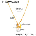 Dual Cross Pendant Necklace Zircon Accents Gold Or Steel view 6