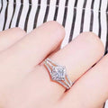 Kite Cut Crystal Pavé Split Shank Ring in Silver Tone view 2