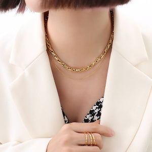 Thick Mariner Link Chain Necklace Choker Style Gold Steel