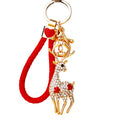 Jeweled Small Deer Keychains in Black and Red with Braided and Plain Loops view 5