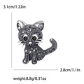 Crystal Kitten Metal Brooch with Wide-eyed Cat with Crystal-covered Body and Curled Tail view 5