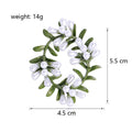 Green White Floral Wreath Wreath Pearl Look Metal Brooch Pin view 2