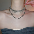 Silver Tone Beaded Chain And Tassel Necklaces Pendant Jewelry view 1