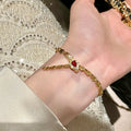 Gold Tone Red Crystal Chain Bracelet Statement Jewelry Design view 6