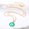 Gold Tone Small Round Resin Evil Eye Pendant Necklaces view 4