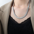 Flat Herringbone Snake Chain Necklace Gold And Steel view 7