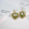 Gold Heart Enamel Floral Pearl Drop Earrings 8 Styles view 11